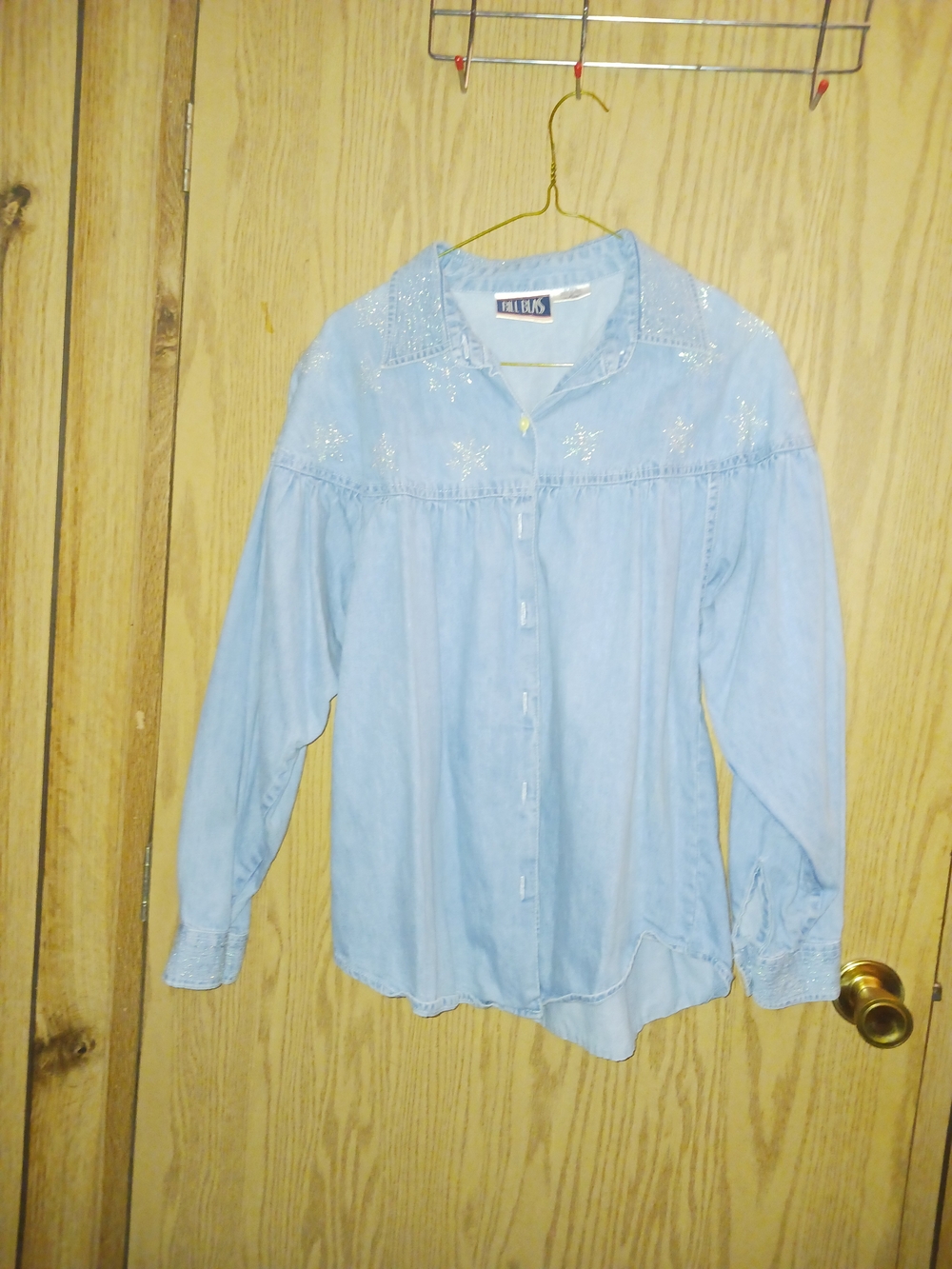 bill blass Light Blue Embroidered Button-Down Shirt